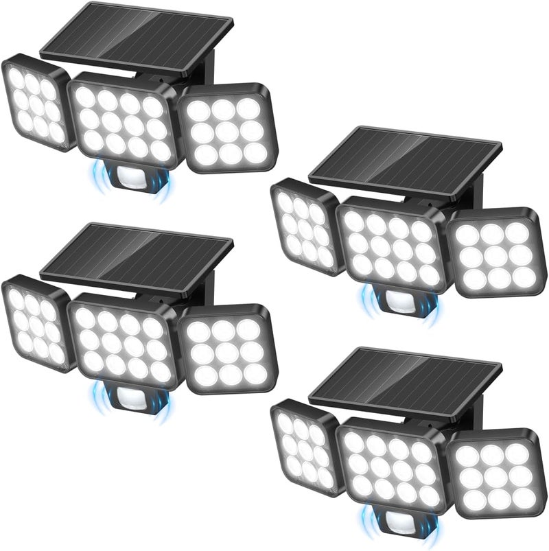 WdtPro Solar Flood Light Outdoor 4 Pack, 3500LM Super Bright Motion Sensor Outdoor Lights, Solar Lights Outdoors Waterproof, Upgrade Glass Panel, 270° Wide Angle LED Security Spot Light for Outside Yard - Image 1